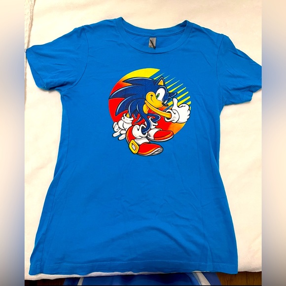 Next Level Apparel Tops - Sega Sonic the Hedgehog Cool T-Shirt Size Small Sunset Retro Design Worn ONCE